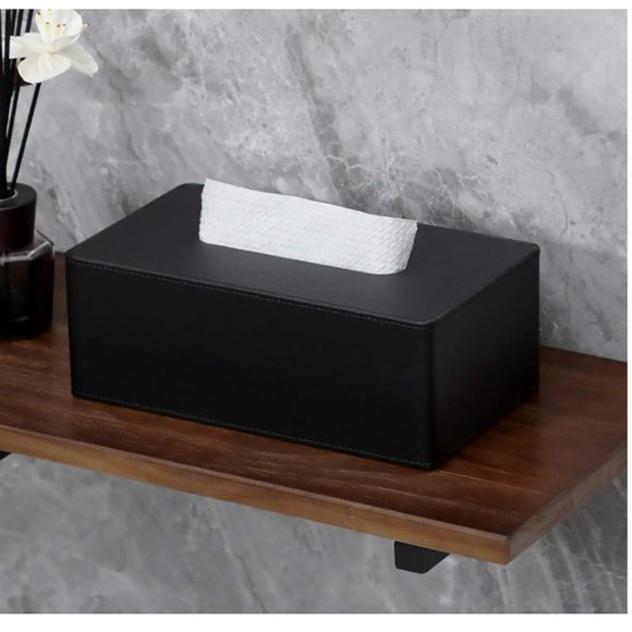 Bath Tissue Box Cover Rectangular Refined Modern Pu Leather Facial